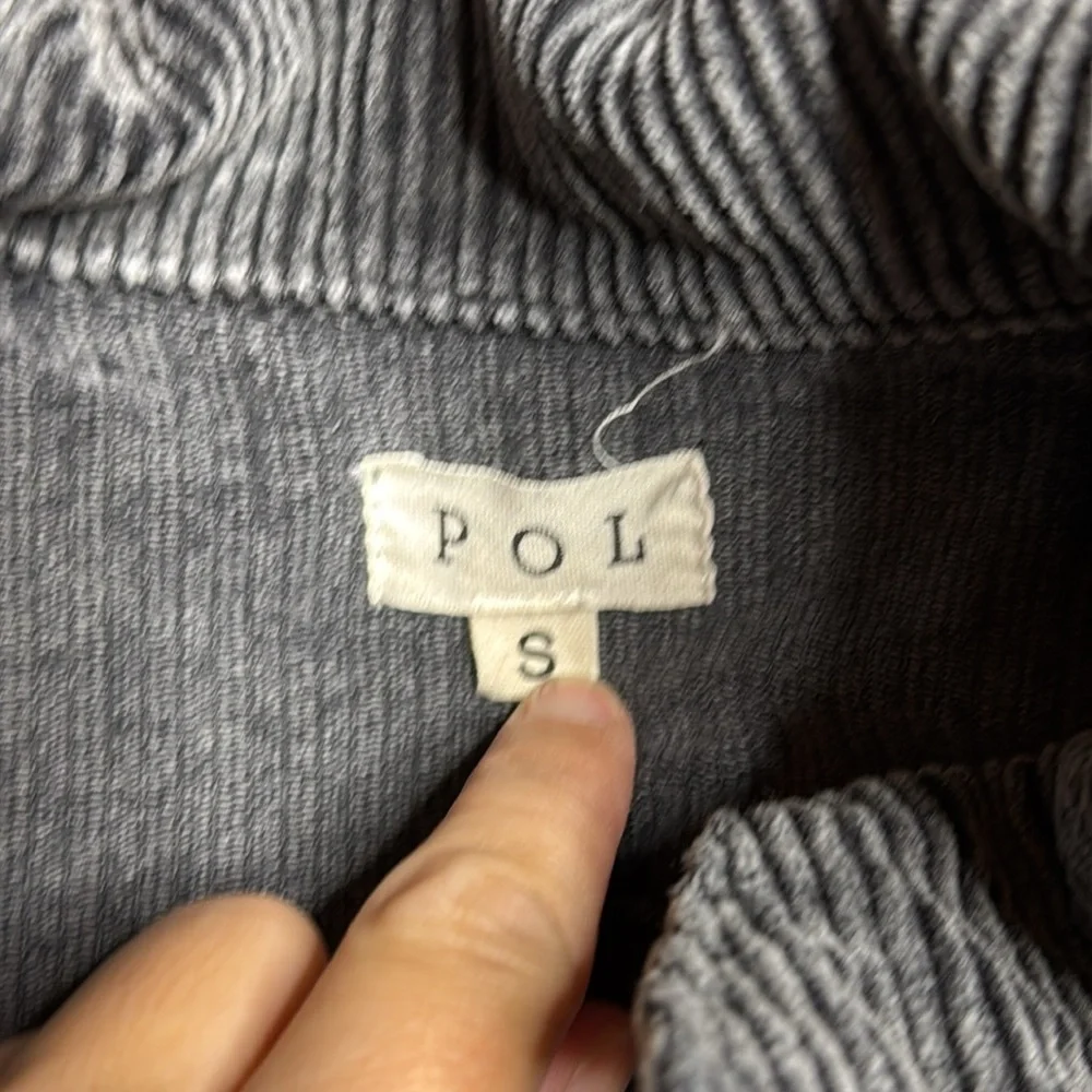 POL Black Gray Patchwork Denim Button Jacket Size Small